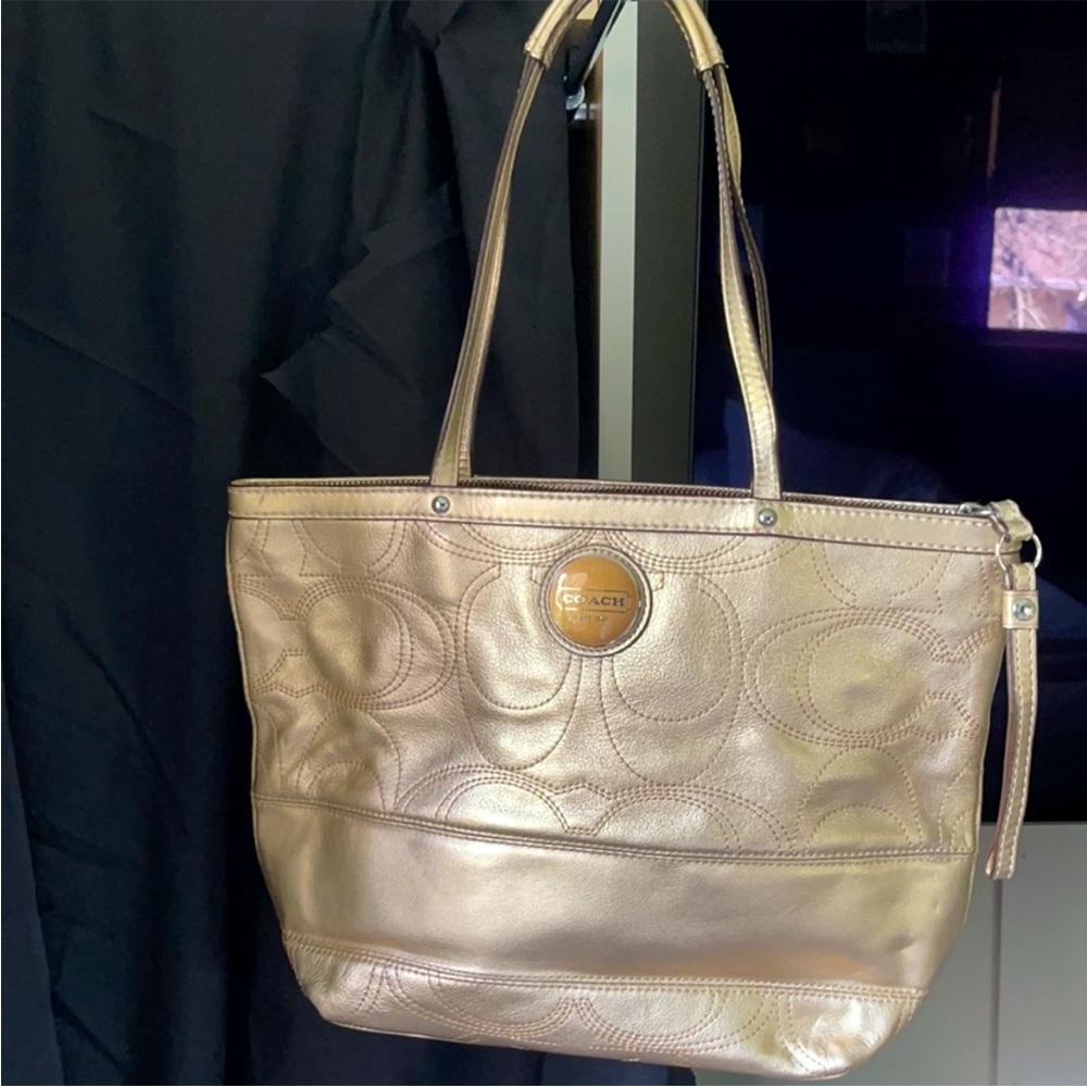 Coach Gold Metallic Tote with Double Handles